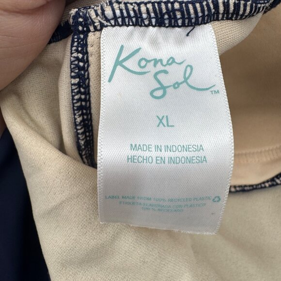 Kona Sol Womens Navy Blue Racerback Coverage One Piece Swimsuit Size XL - Picture 8 of 8